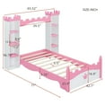 thumbnail image 4 of Bellemave Twin Size Platform Bed with Castle-shaped Storage Shelves and Crown Pattern Footboard Dreamy Princess Bed Frame With Built-in Storage Bookshelf (Twin, White+Pink), 4 of 10