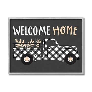 Stupell Home Décor Industries Grey Autumn Harvest Truck Welcome Home Text Gray Framed Design by Arrolynn Weiderhold