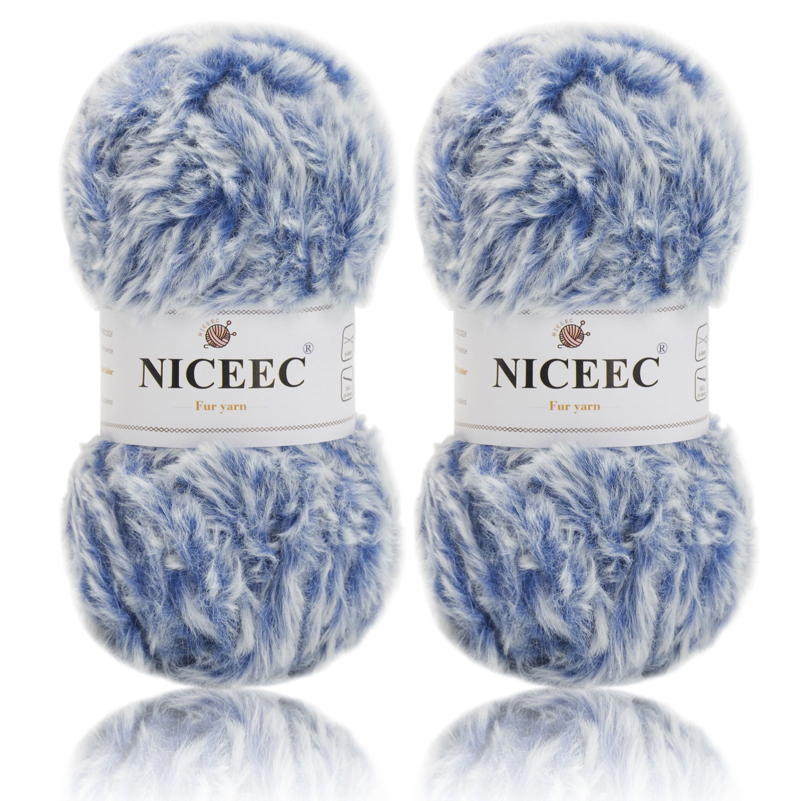 NICEEC 2 Skeins Super Soft Fur Yarn Chunky Fluffy Faux Fur Yarn Eyelash  Yarn for Crochet Knit-Total Length 2×32m(2×35yds,50g×2)-Dusty Rose