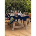 thumbnail image 2 of Outdoor Tablecloth with Umbrella Hole and Zipper, Navy Blue Christmas Rectangle Table Cloth 60x120 Inch Waterproof Tablecloth, Xmas Tree Balls Snowman Gingerbread Picnic Table Cover for Patio Camping, 2 of 7