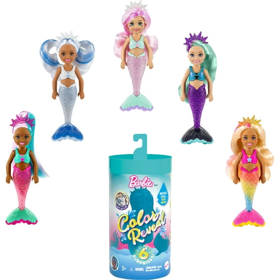 Barbie Color Reveal Chelsea Mermaid Doll With 6 Surprises (Styles May Vary)