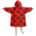 thumbnail image 2 of Game Controller Red Pattern Lamb Fleece Blanket Hoodies for Teens ,Teens Oversize Sherpa Wearable Hooded Blanket Sweatshirt with Super Pockets, 2 of 6