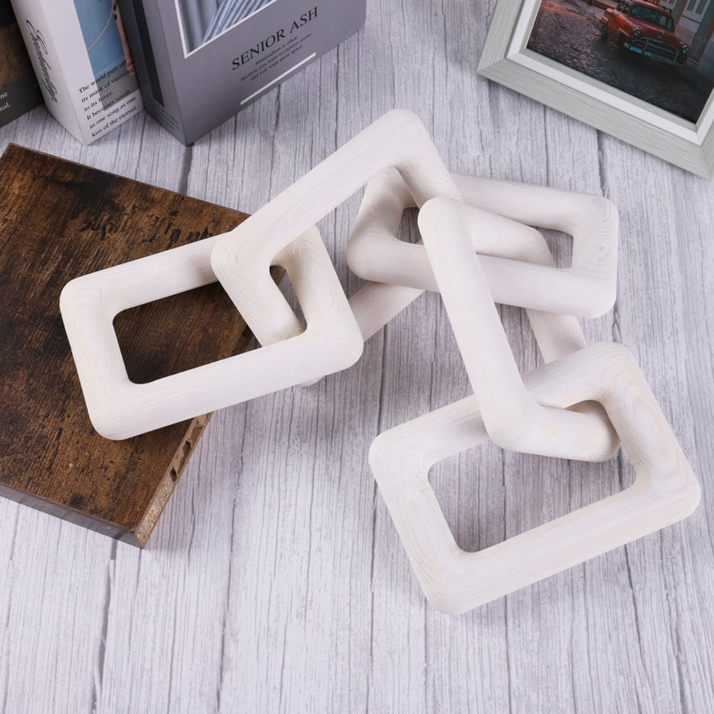 Wood Chain Link Decor, Hand Boho Carved Decor for Table , Shelf Decor