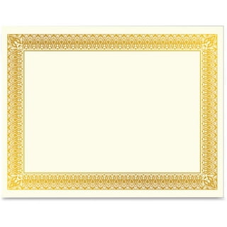 50 Sheet Award Certificate Paper, Gold Foil Metallic Border, Ivory Letter Size Blank Paper, by Better Office Products, Diploma Certificate Paper