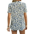 thumbnail image 5 of Xuanfei Women Floral Print V Neck Short Sleeve Summer Top, 5 of 7