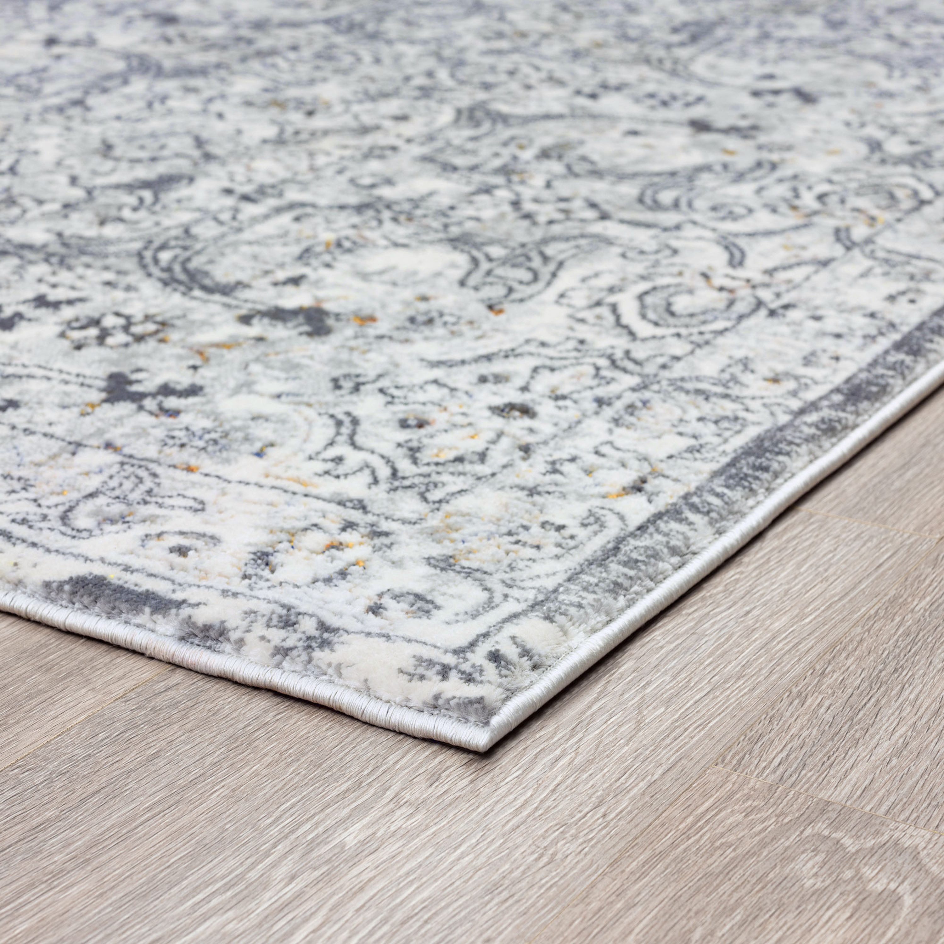 Traditional 5x8 Area Rug (5'3'' x 7'3'') Floral Gray, Teal Living Room Easy to Clean