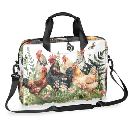 Herdesigns Funny Roosters Chickens Laptop Bag for Women Men, Computer Case Briefcase Messenger Bags, 15-15.6 inch Laptop Sleeve Shoulder Bag