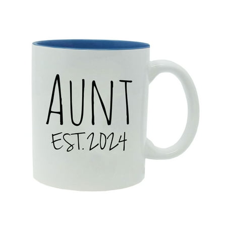 

Aunt Established Est. 2024 11-Ounce Ceramic Sublimation Coffee Mug with Gift Box Light Blue