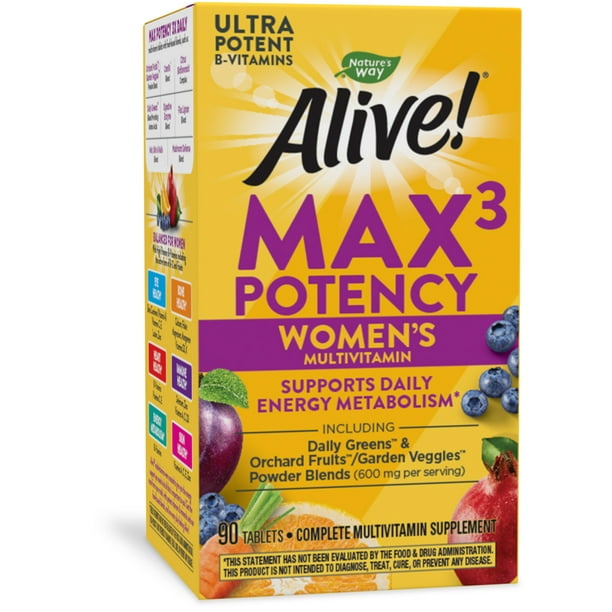 Nature’s Way Alive! Max3 Potency Women’s Multivitamin, High Potency B ...