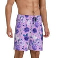 thumbnail image 2 of Kdxio Violet Print Mens Sleep Shorts Bottoms Soft Comfy Pajama Wear Pants with Drawstring Pockets, 2 of 7