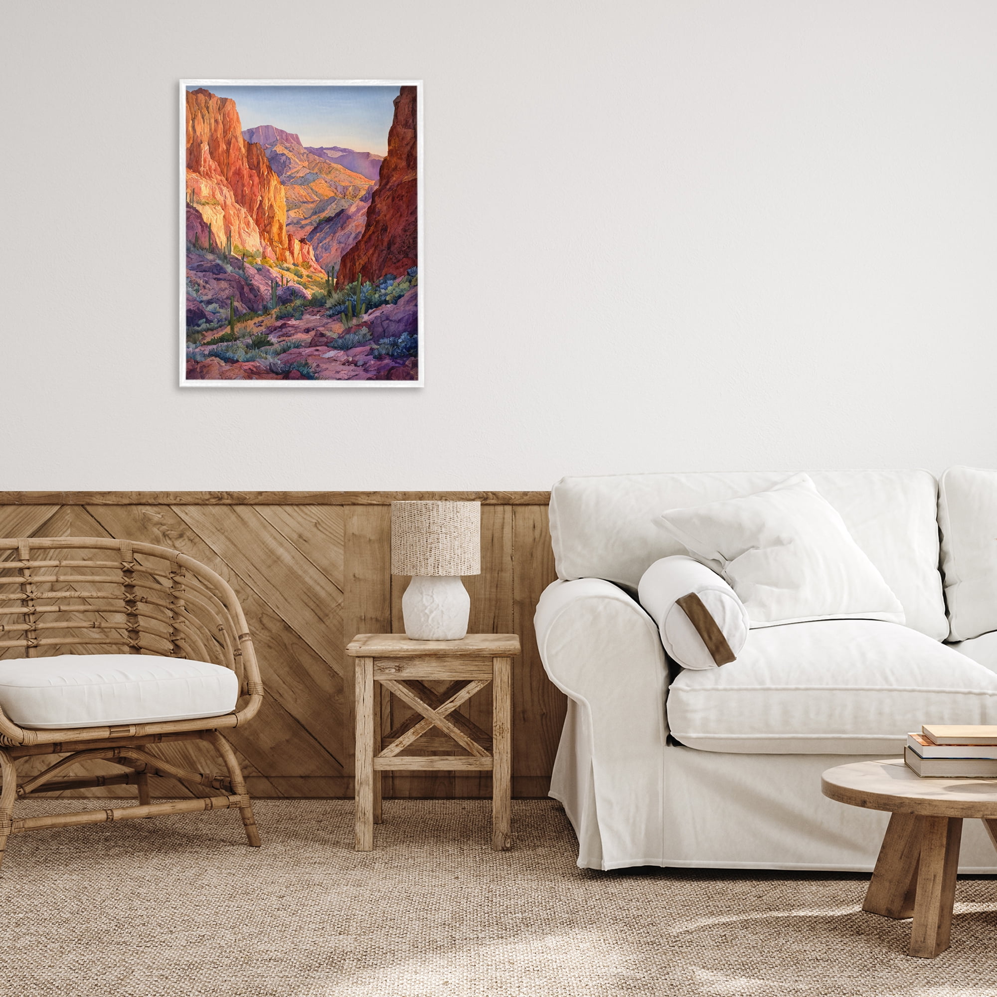 Stupell Industries Western Colors Canyon White Framed Giclee Art, design by Franklyn Gregory