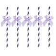 thumbnail image 1 of KAKOWELY 30 pajitas de papel con diseño creativo de lazo, exquisitas pajitas de pajarita, adornos para tartas de cumpleaños, suministros para fiestas (morado), 1 of 4