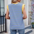 thumbnail image 4 of Women's Striped Tops Round Neck Cap Sleeve Tops for Women Summer Spring Blouses Basic Tee Shirts Loose Casual Tank (2XL, Navy), 4 of 4