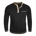 thumbnail image 5 of KHONTS Men's Henley Shirts Long Sleeve Casual T Shirts Basic Classic Vintage Cotton Tee Shirts Button Shirts with Pockets Black L, 5 of 7