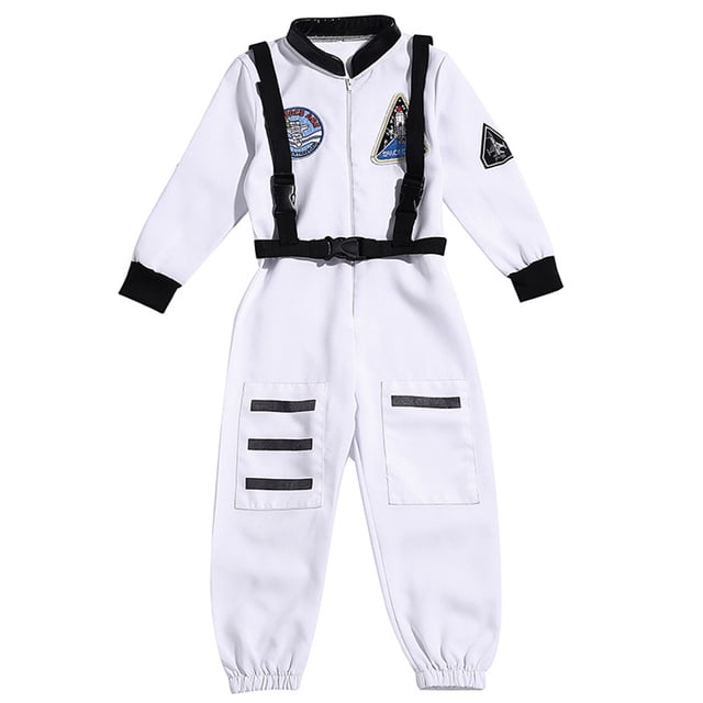 Mono de astronauta para niño de Halloween Disfraz de astronauta para niño Disfraz de Cosplay para el día de los niños (Blanco L)