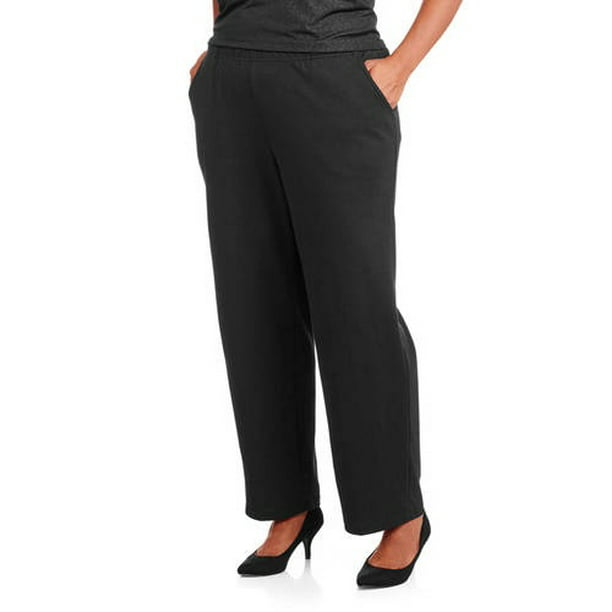 Women's Plus-Size Essential Pull-On Knit Pants, Petite - Walmart.com