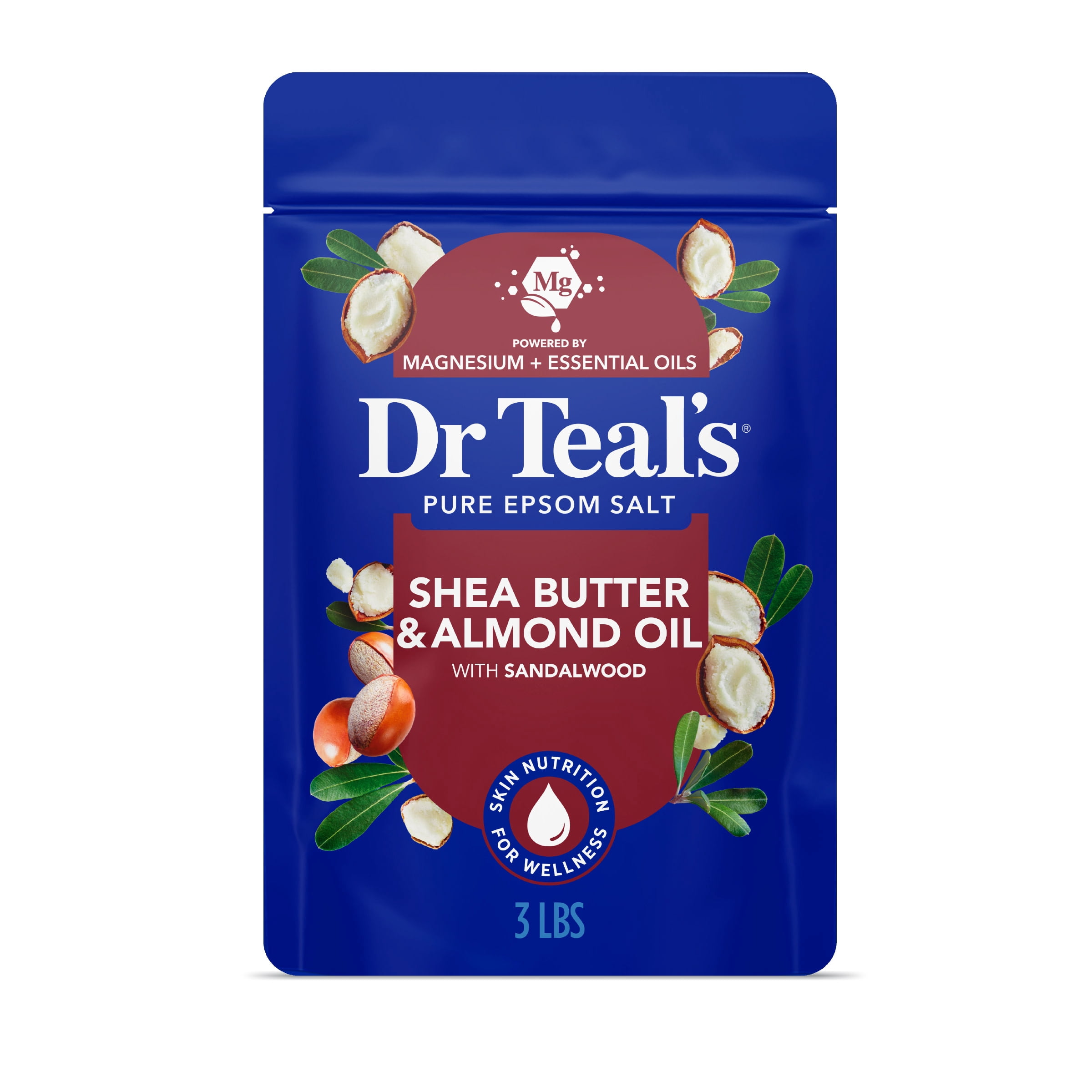 Equate Epsom Salt Soaking Solution with Shea Butter and Almond Oil, 3 lbs & Dr Teal's Epsom Salt Magnesium Soak, with Shea Butter & Almond Oil, 3 lbs Bundle