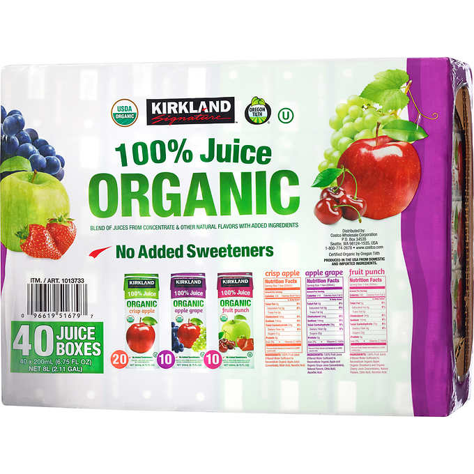 Organic 100 Juice Blend, Variety, 6.75 oz, 40 ct