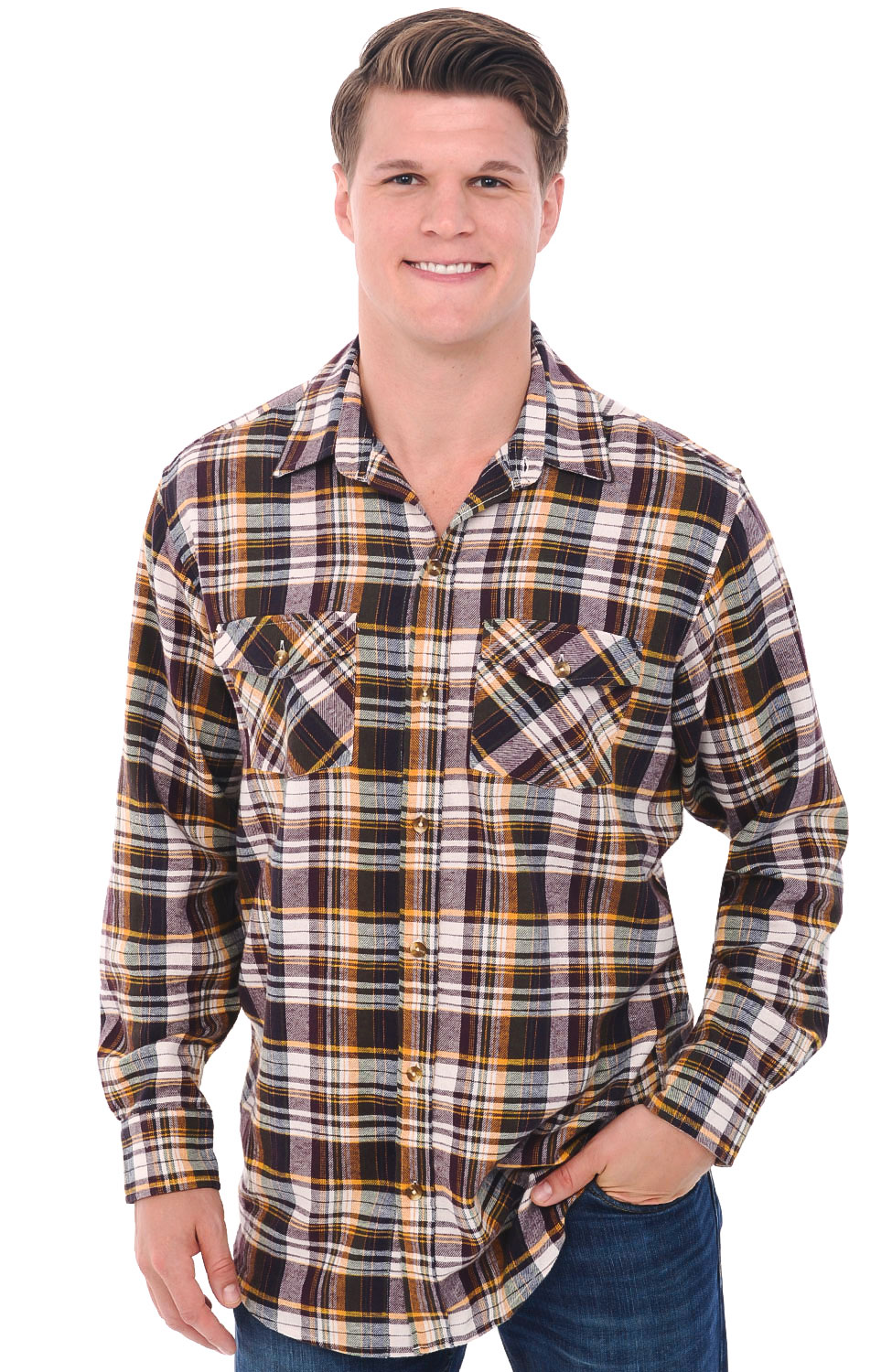Long Sleeve Cotton Top Alexander Del Rossa Mens Flannel Shirt