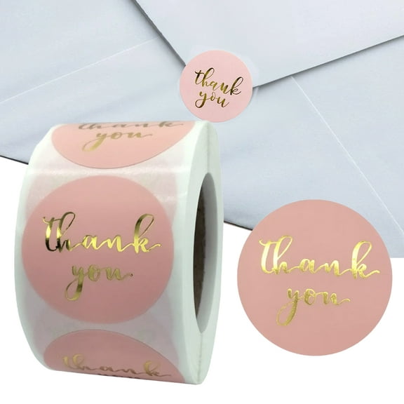 500 PCS Thank You Stickers Thank you Pink Stickers 1 INCH Thank You Stickers Roll For Thank You Cards, Birthday, Baby Shower, Wedding thank you stickers