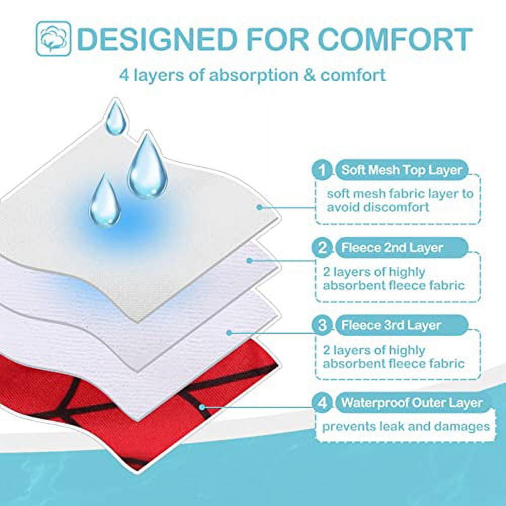 Avont 3 Pack Washable Dog Diapers Female, Reusable Dog Period Diapers Cover, Female Dog Diapers for Heat Cycle, Incontinence, Girl Dog Diapers Dress -Red/Blue/White