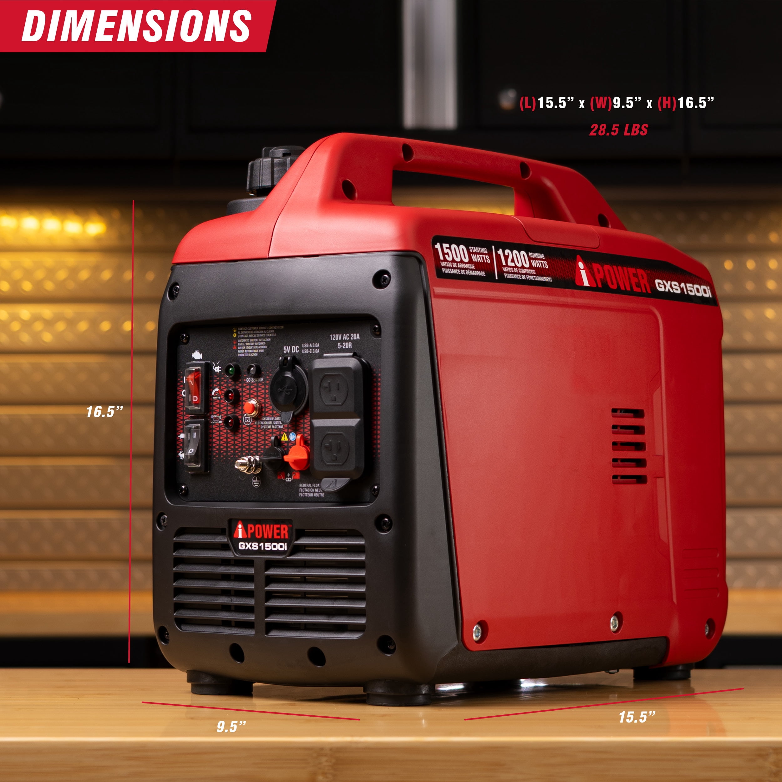 A-iPower 1500-Watt Ultra-Light Gasoline Inverter Generator with 60cc Engine and CO Sensor
