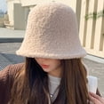 thumbnail image 6 of SikaFu Advanced Sensory Lamb Bucket Hat Female Autumn And Winter Plain Face Covered Face Warm Basin Hood Temperament Hats Spot Spot, 6 of 9