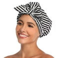 thumbnail image 3 of Gorro de ducha para mujer Gorros de pelo para ducha Gorro de ducha reutilizable para cabello largo Gorro de ducha con turbante grande para trenzas Negro, 3 of 5