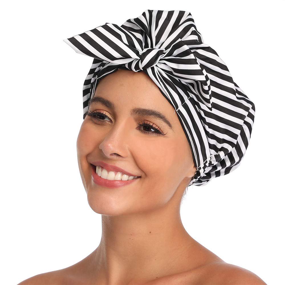 Shower Cap for Women Long Hair, Reusable Turban Shower Cap Reusable