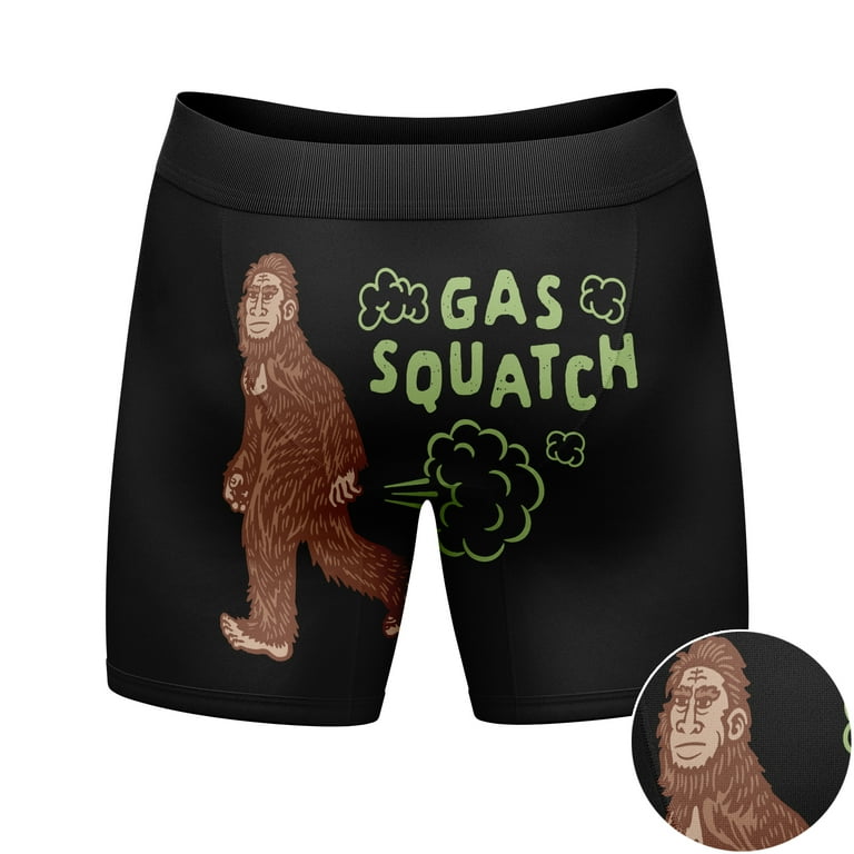Crazy Dog T-Shirts Men's Gas Squatch Boxer Briefs Funny BigFoot