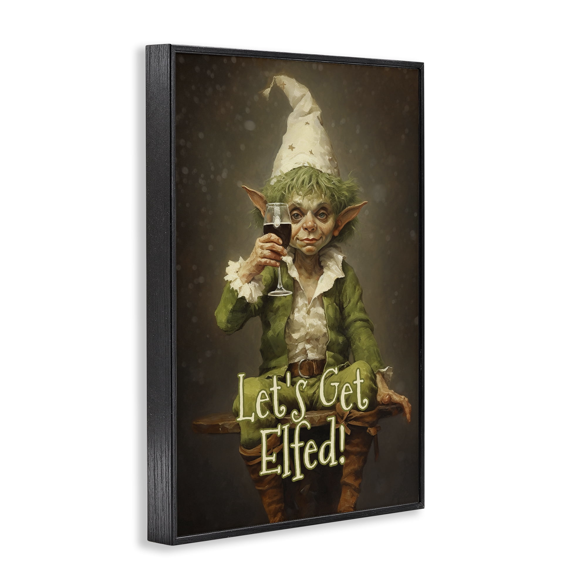 Stupell Industries Let's Get Elfed Black Framed Giclee Art, design by Tina LeCour
