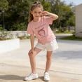 thumbnail image 5 of ITSAME T-Shirts for Girls, Cotton Lightweight Comfort Cute Bow Summer Casual Fashion Tops Pink Size 10, 5 of 9