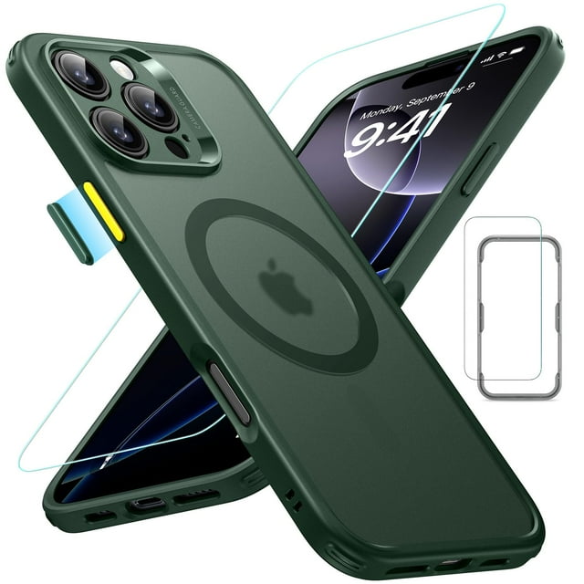 Funda ESR para iPhone 16 Pro Max con protector de pantalla, color verde