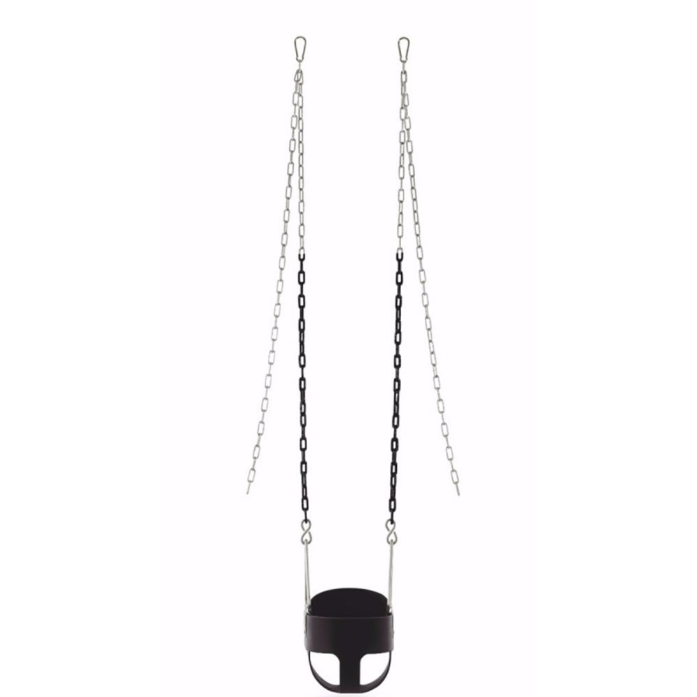 Machrus Swingan High Back, Full Bucket Toddler & Baby Swing with Vinyl Coated Chain - Fully Assembled - Black