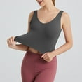 thumbnail image 6 of IWRICH Women's Sports Bras Longline Wirefree V Neck Padded Cropped Tank Tops with High Support Grey XL, 6 of 7