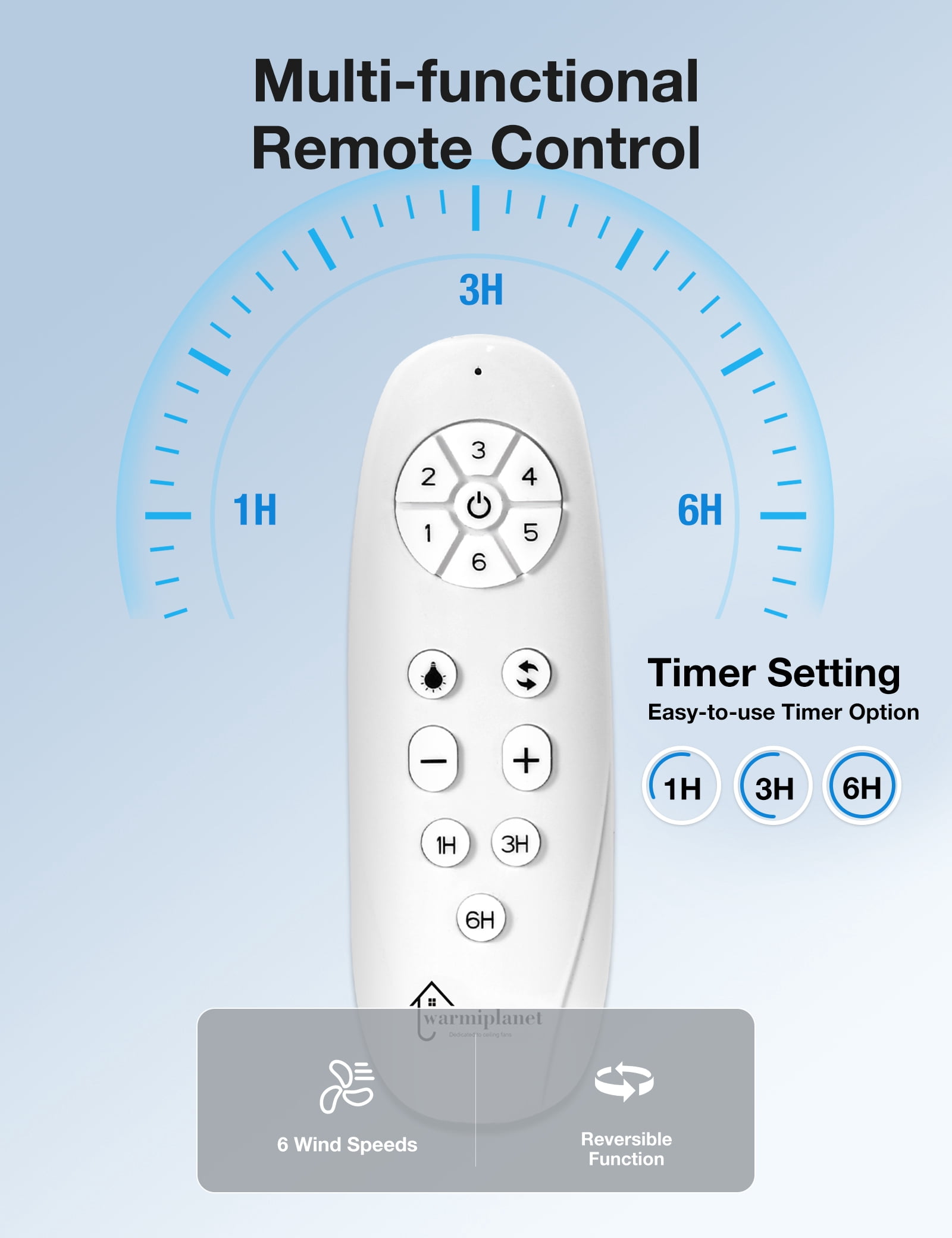 Warmiplanet 52" 5-Blade Sand Nickel Modern Ceiling Fan with Remote Control - 6 Speeds, 3 Color Temperatures, DC Motor, Reversible & Timer