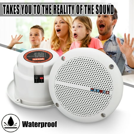 1 Pair Waterproof Boat Ceiling Audio Box Speakers Motocycle Marine Heat-resistant Home Office Kitchen Bathroom Water (Best Ceiling Speakers For Kitchen)