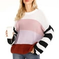 thumbnail image 2 of IROINNID Reduced Womens Sweater Round Neckline Pullover Sweater Stripes Loose Mid-Length Long Sleeve Matching Tops Knitted Sweater, 2 of 5