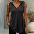 thumbnail image 2 of Rhuody Going Out Tops For Women Summer V Neck Tank Tops Sleeveless Solid Color Hooded T Shirt Casual Womens Clothes Black, 2 of 5
