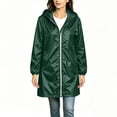 thumbnail image 5 of Stamzod Rain Coats for Women Lightweight Long Sleeve Hooded Long Rain Jacket Waterproof Windbreaker Outerwear with Pockets Army Green S, 5 of 10