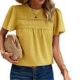 thumbnail image 6 of Pretty Comy Women's Temperament Solid Color Short-sleeved Parquet Top, 6 of 8