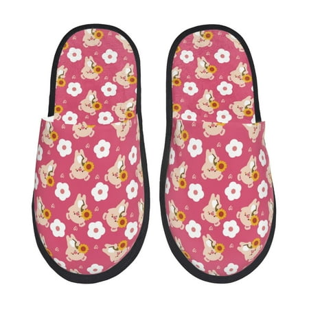 Balery Piggy Sunflower Slient Indoor Furry Fleece Comfort House Shoes Soft Non-Slip Home Shoes Cotton slippers House Slippers-- Medium