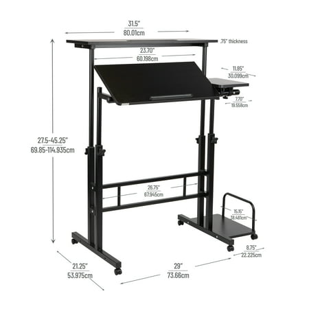 Mind Reader - 2 Tier Sit and Stand Desk XL - Black