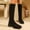 #308-Black, variant on Wowcloth Women's Straight Knee-High Boots - Round Toe with Back Zipper and Chunky Low Heel for Fashion Casual Winter Footwear