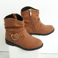 thumbnail image 4 of Ketyyh-chn99 Girls Boots Lug Combat Boots Girls Lace up Boots Brown,30, 4 of 5