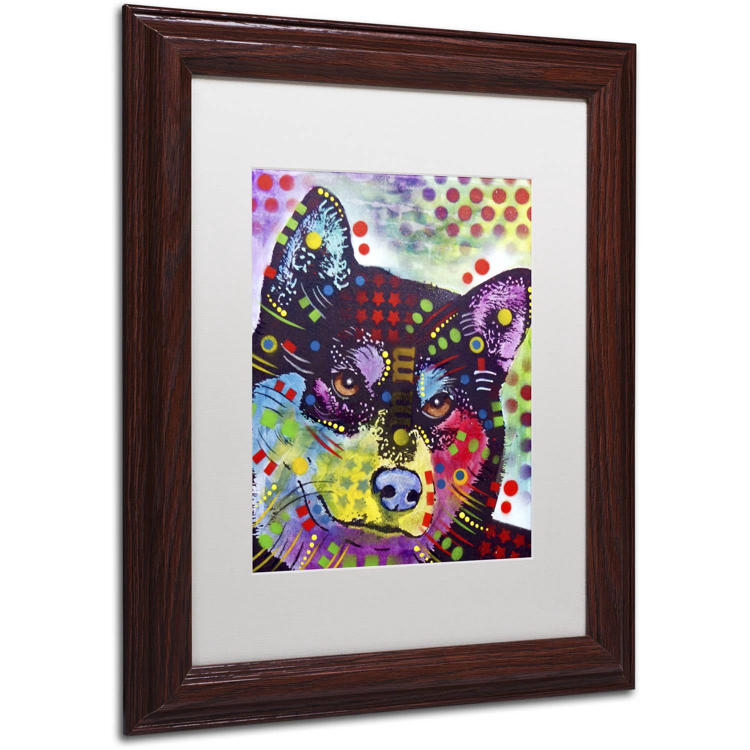 Trademark Fine Art "Shiba Inu" Canvas Art by Dean Russo, White Matte, Wood Frame