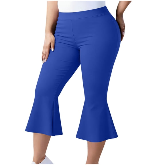 cocolona Womens Summer Plus Size Capri Leggings Stretch Wide Leg Workout Gym Yoga Pants Casual Slim Solid Color Cropped Trousers