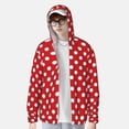 thumbnail image 4 of Balery Red Polka Dot Men's Women's UPF 50+ Sun Protection Lightweight Hoodie Performance Long Sleeve Shirt for Fishing Running-3X-Large, 4 of 9