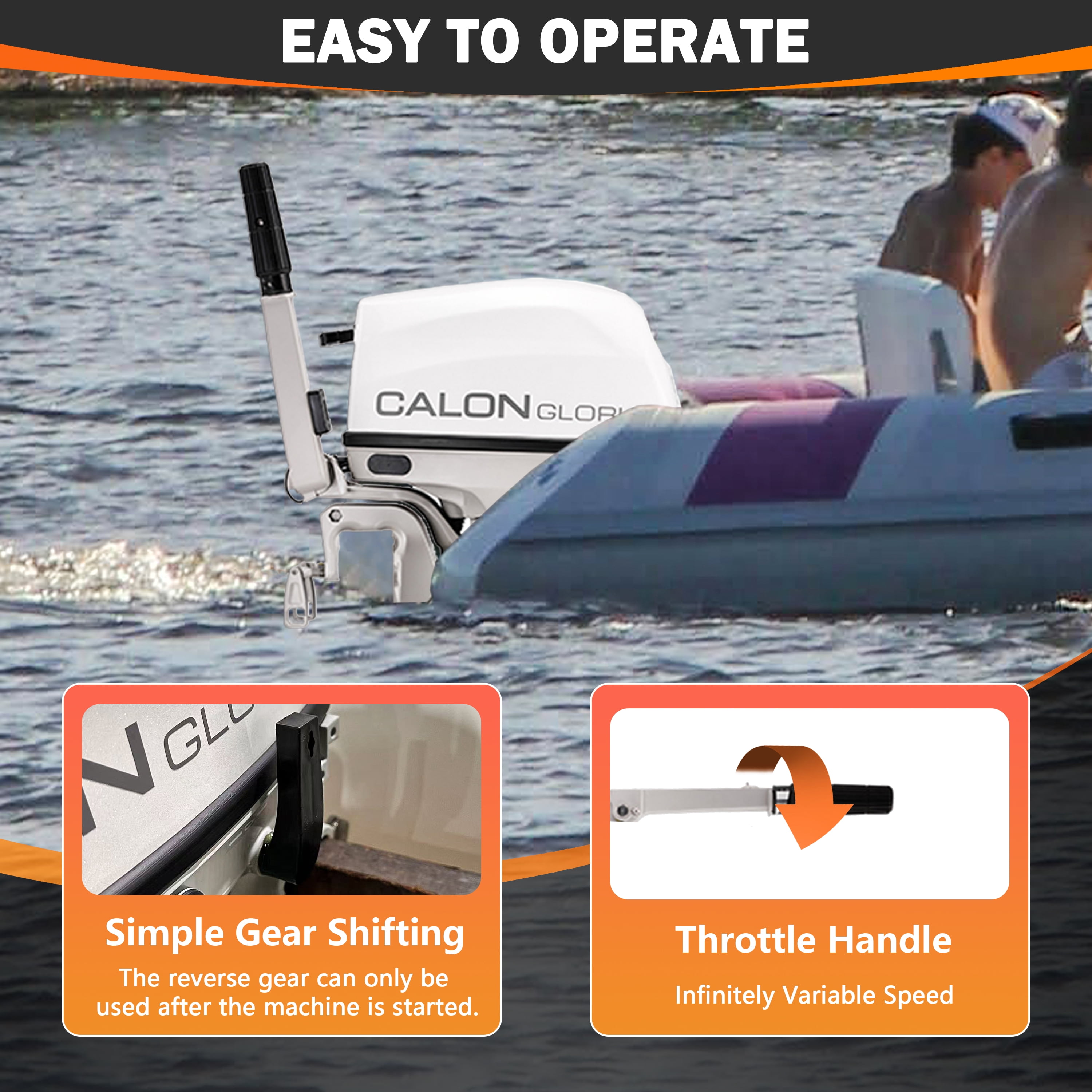 2 Stroke 9.8HP Calon Outboard Motor with Fuel Tank, 169cc Heavy Duty Long Shaft Fishing Boat Engine with Water Cooling System & CDI Ignition System for Inflatable Boat Kayak Canoe Sailboat
