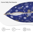 thumbnail image 5 of Haiem Golden Snowflakes Royal Blue Print Velvet Soft Solid Decorative Square Throw Pillow Covers Set with Elegant Piping Christmas Cushion Case for Sofa Bedroom Car-16"x16", 5 of 8